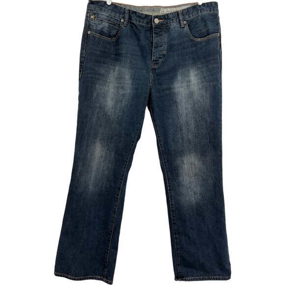 RJR Rocha John Men's Straight Leg Mid Rise Regular Buttons Blue Jeans Size 40x32 - Picture 1 of 14